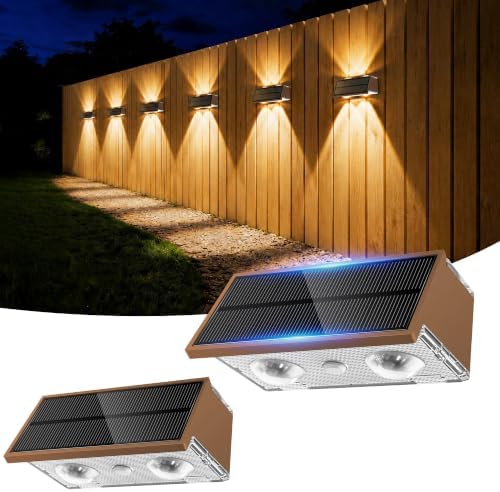 Solar Fence Lights Outdoor, 2 Pack Fence Solar Lights Waterproof by Unknown