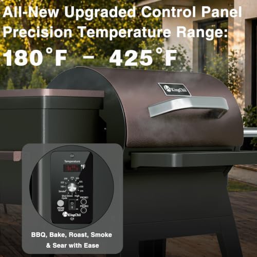 KingChii Electric Detachable Split Wood Pellet Grill Smoker, 485.5 SQ.IN Multi-Layer Surface, PID 180-425°F Temp Control, Foldable Wheeled Portable Design, 8-in-1 BBQ Grill for RV Camping Tailgating - Image 6