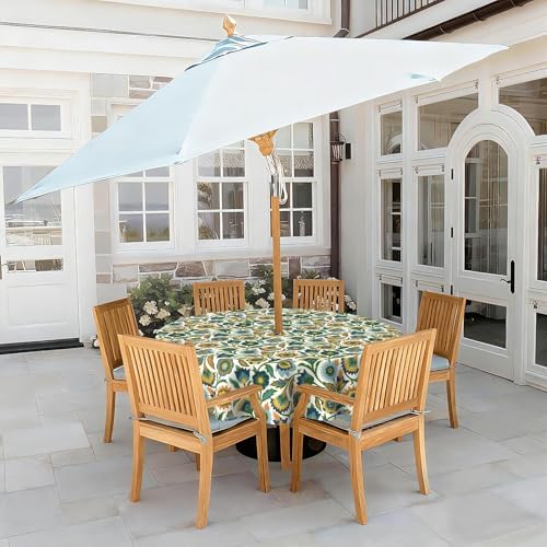 LVTXIII Round Outdoor Tablecloth with Umbrella Hole and Zipper, Water-Repellent 60 Inch Patio Table Cover for Bistro, Garden, Patio & Picnic, Fiesta Floral - Image 2