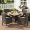 Wisteria Lane Rattan Patio Table and Chairs Set with Acacia Wood Tabletop by WisteriaLane