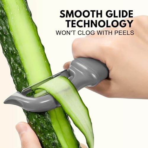 Rainspire Vegetable Peeler Potato Peelers for Kitchen, Sharp Stainless Steel Blades Veggie, Comfortable Handle Fruit Peeler, Carrot Peeler Apple Peeler Dishwasher Safe (1, Grey) - Image 4
