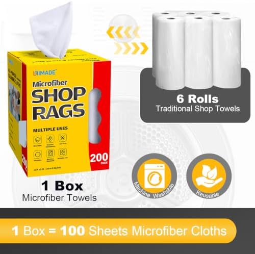 UNIMADE Shop Rags, 200 Sheets Microfiber Cleaning Cloth - Image 3