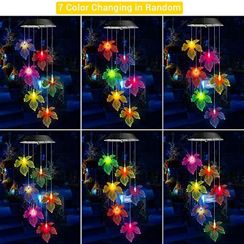 Toodour Solar Wind Chimes, Color Changing Maple Leaf Wind Chime - Image 3