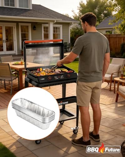 Grease Cup Liners for Blackstone 8001 22" Electric Griddle, Aluminum Foil Drip Pan for Blackstone E-Series 22&17 Inch 8001 8003 8000 8005 Grill Accessories Disposable Rear Grease Catcher Tray, 10-Pack - Image 6
