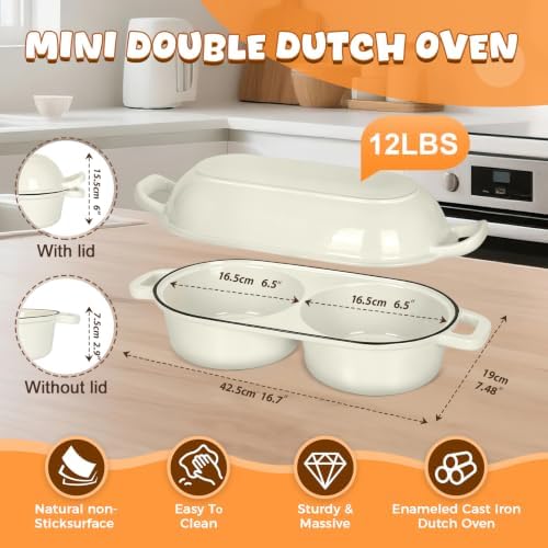 Double Dutch Oven for Sourdough Bread Baking, 2.6QT (White) - Image 2