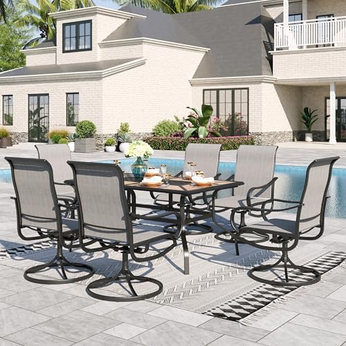 Sophia & William Outdoor Dining Set for 6 w/Wood-Look Table & Grey Chairs by SophiaWilliam