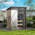 Lockable Metal Garden Shed, Outdoor Metal Storage Sheds Multi-Used, Vertical Outdoor Steel Storage Sheds, Compact Metal Tool Shed with Sloping Roof (Brown) by BEHOO