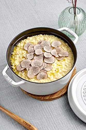 Staub Cast Iron 5.5-qt Round Cocotte - White Truffle, Made in France - Image 2
