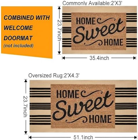 BUAGETUP Front Door Mat 24"x51",Striped Washable Front Porch Rug Fall Decor - Image 4