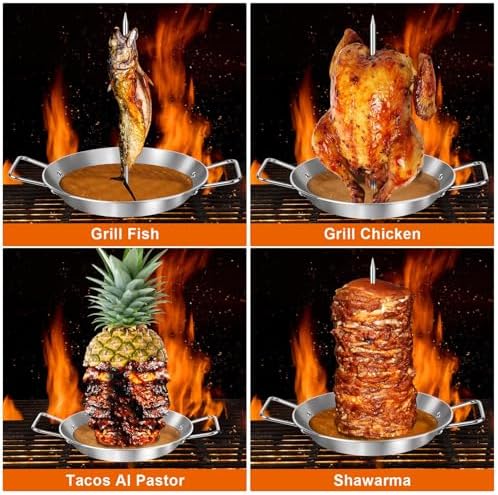 Al Pastor Skewer for Grill, 10 Inch Gyro Pan with Fat Separator - Image 4