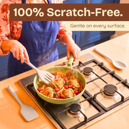 NonToxic Platinum Silicone Utensils, 100% Plastic-Free, 8-Pcs, Gray - Image 5