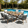 LayinSun 7 Pieces Outdoor Patio Dining Set, Aluminium Rectangular Dining Table and Wicker Rattan Chairs Set for Outside Backyard, Poolside by LayinSun