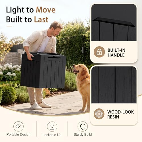 JUMMICO 31 Gallon Resin Deck Box Waterproof Outdoor Storage Boxes - Image 2
