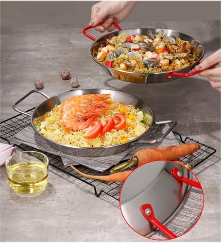 Skillet Pan 9 inch Stainless Steel Paella Pan with Double Handles Non Stick Flying Pans for Outdoors Cooking, Camping, Restaurants - Image 2