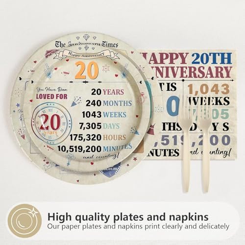 96Pcs Retro 20th Anniversary Party Decorations, Serves 24 - Image 3
