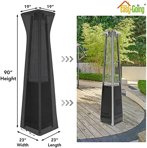 Easy-Going Pyramid Torch Patio Heater Cover, 90"H x 23"L x 23"W, Black - Image 2