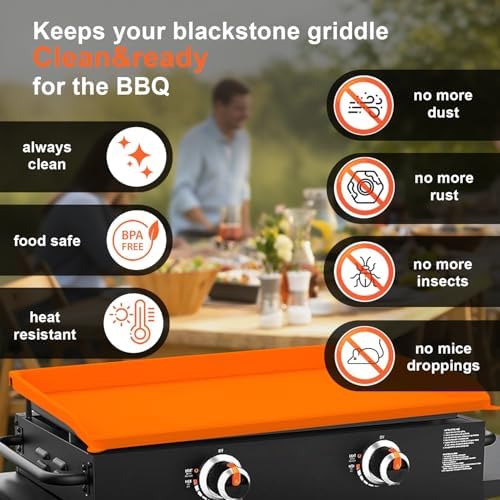 28in Premium Silicone Griddle Cover Mat for Blackstone Griddle 28 Inch - Hermetic Protection from Rust & Debris All Year, Fits All Blackstone 36 Inch Models - Food Grade Silicone(Orange) - Image 3