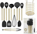 COOK WITH COLOR Silicone Cooking Utensils, Kitchen Utensil Set, Easy to Clean Silicone Kitchen Utensils, Cooking Utensils for Nonstick Cookware, Kitchen Gadgets Set with Holder, 11 Pieces by CookwithColor