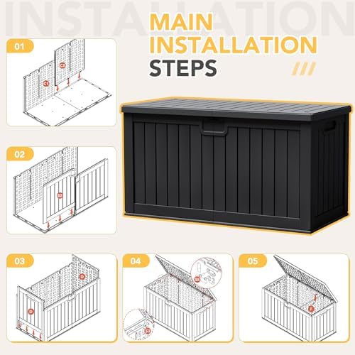 240 Gallon HDPE Deck Box Outdoor Indoor Waterproof Storage Box for Patio Furniture, Pool Accessories, Garden Tools, and Cushion Storage, Black - Image 7