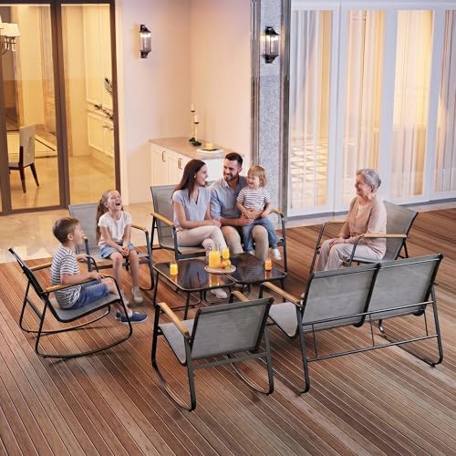 Ahomly 8-Piece Textilene Outdoor Patio Furniture Set, Gray - Image 4