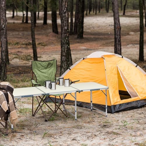 6.0 Ft Folding Portable Camping Table, White - Image 7