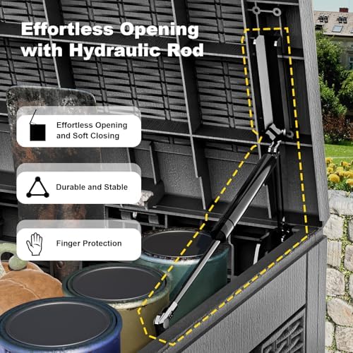 Deck Box 170 Gal Waterproof Outdoor Storage Patio Organizer Black - Image 2