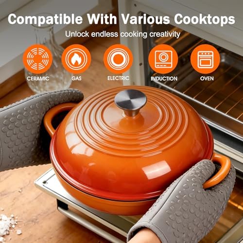 6 QT Enameled Cast Iron Round Bread Oven, Sourdough Dutch Oven - Image 4