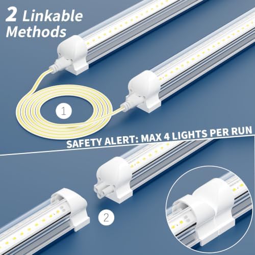 12-Pack T8 LED Shop Light 4FT, 42W 6300 Lumen 5000K Daylight, 4 Years Warranty, Linkable and Plug and Play Lights for Garage Ceiling Workshop Commercial Lighting, Non-Dimmable - Image 3