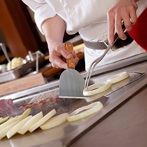 Grill Scrapers, Heavy Duty Casting Aluminum Commercial Griddle Scraper with 5 Blades and Small Slant Edge Grill Scraper - Image 4
