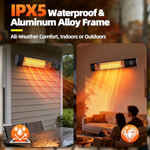2S Fast Heating Infrared Outdoor Heater, 9 Heating Levels Electric Patio Heater with Motion Sensor, 34 In 9H Timer Wall Mounted Garage Heaters, for Porch, Gazebo, Workshop and Indoor - Image 4