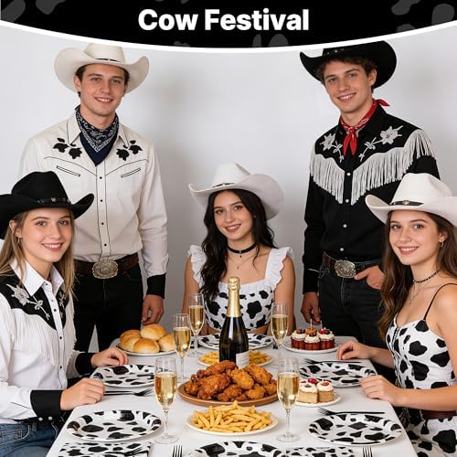 100 Pcs Disposable Black Cow Print Tableware Set for 25 Guests - Image 4