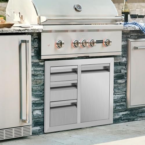 Outdoor Kitchen Drawer Combo Cabinet Outdoor Kitchen Stainless Steel Trash Triple Drawers For BBQ Island Grill Station,G1 - Image 2