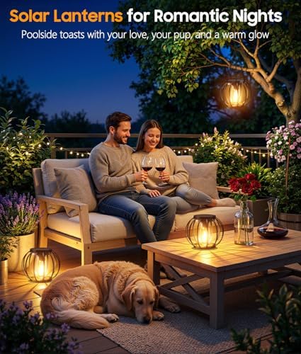 KOOPER Solar Lanterns Outdoor Waterproof, 4 Pack Upgraded Metal Hanging Solar Lights Outdoor Lanterns, Brighter Auto On/Off Outdoor Hanging Lantern for Yard Patio Pathway Porch Garden Decor - Image 6