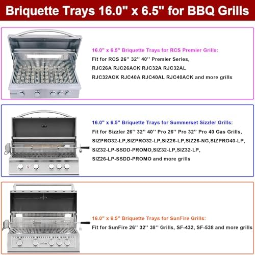 GasSaf 16" Briquettes Tray for Summerset Sizzler 26" 32" 40" Grill, Parts for RCS Premier RJC009P RJC32A RJC26A RJC40A RJC32AL RJC40AL Grill Briquettes Heat Plates, 4 Packs 16 x 6.5 Sizzler Plates - Image 3