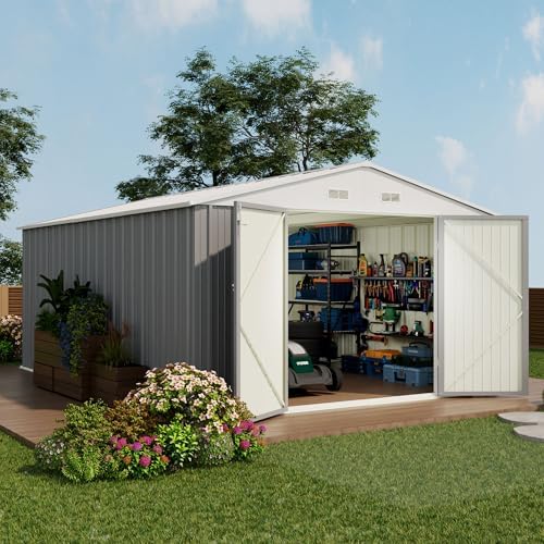 Devoko 10x14 FT Outdoor Storage Shed, Gray by DEVOKO