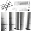 Uniflasy Grill Parts for Charbroil Performance 5 Burner 463448021 463449021 463451022 Cast Iron Grill Grates Stainless Steel Burners, Heat Plates, Igniter & Crossover Tubes by Uniflasy