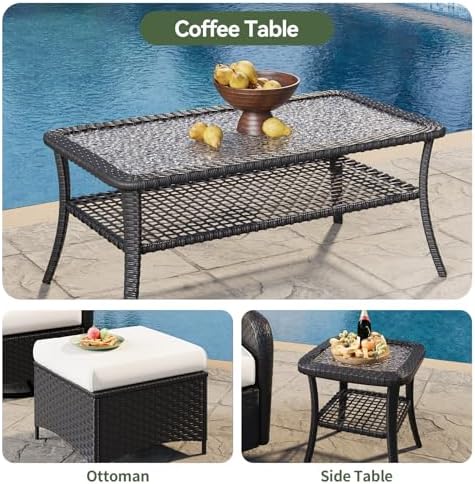 Aoxun 7-Piece Wicker Rattan Patio Furniture Set with Thick Cushions - Image 6