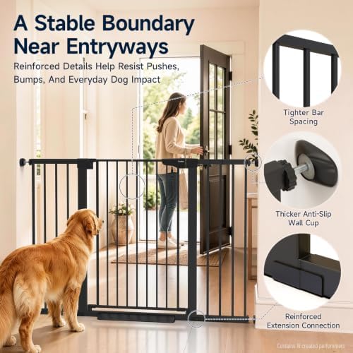 Cumbor 36" Extra Tall Dog Gate for Large Dogs, 30-54" Wide Pet Gate - Image 4