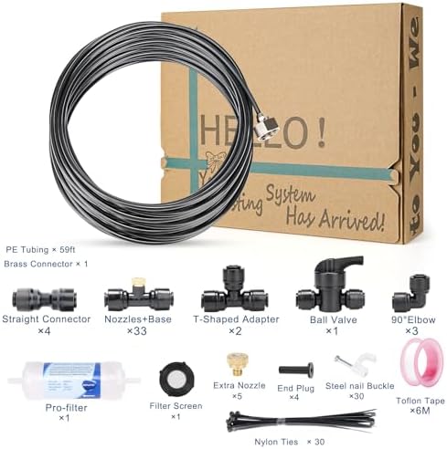 Misters for Outside Patio, 88ft Misting Line + Filter + 37 Brass Misting Nozzles +Brass Adapter(3/4") Misting System for Garden, Greenhouse, Trampoline and Chicken Coop - Image 3