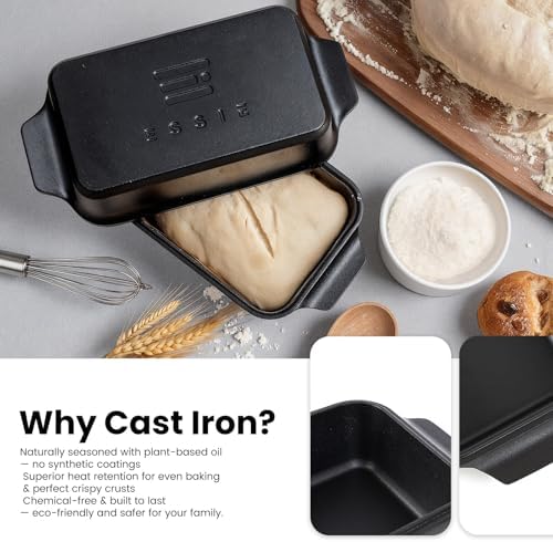 Cast Iron Loaf Pan with Lid, 9×5 Dutch Oven for Sourdough Bread Baking, Dutch Oven Pot with Lid for Bread Baking, Bread Pans for Baking, Pre-Seasoned (3 pieces, 2.2 QT Each) - Image 4