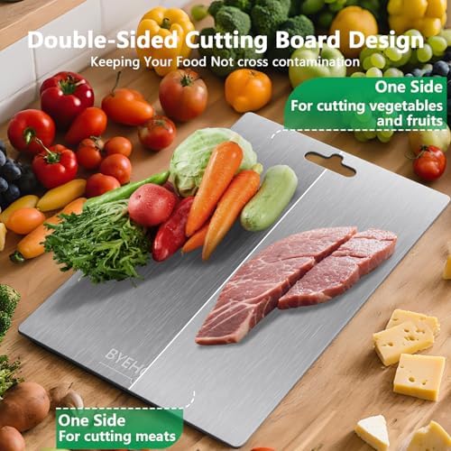 Titanium Cutting Board for Kitchen,100% Pure Titanium Cutting Board Non-Toxic Hygiene Dishwasher-Safe Food Grade Double Sided Metal Titanware Chopping Board for Meat,Fruit & Vegetables (12"L x 9"W) - Image 4