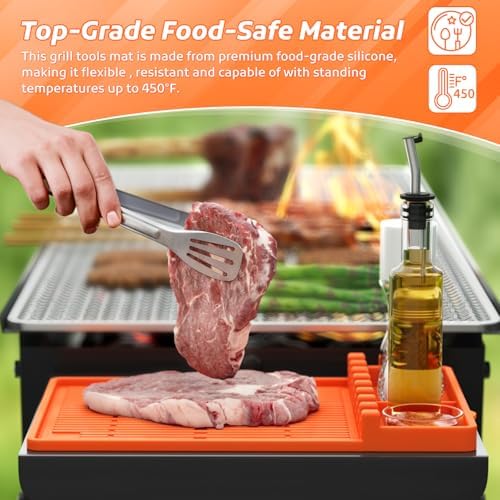 MealHelper Silicone Griddle Tools Mat, Grill with Seasoning Jars Holder - Image 3