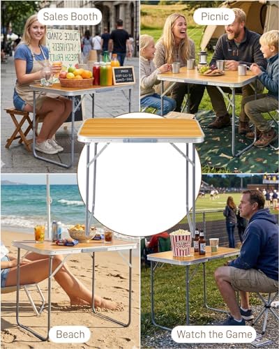 Outvita 2.3ft Portable Folding Camping Table Lightweight Suitcase Wood - Image 7