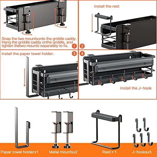 LIVOD Griddle Caddy - Magnetic Tool Holder for Blackstone Grills (17"-36") with Paper Towel Holder & Knife Rack - Image 5