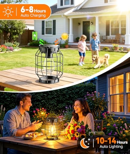 KOOPER Solar Lanterns Outdoor Waterproof, 4 Pack Upgraded Metal Hanging Solar Lights Outdoor Decorative, Brighter Outdoor Hanging Lantern for Yard Patio Pathway Porch Garden Decor, Gift for Women Mom - Image 2