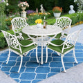 MEETWARM 5 Piece Patio Dining Set, Outdoor All-Weather Cast Aluminum Dining Table Set, Patio Furniture Set for Backyard Garden Deck, Include 4 Chairs, 4 Cushions and 1 Round Table, White by MEETWARM