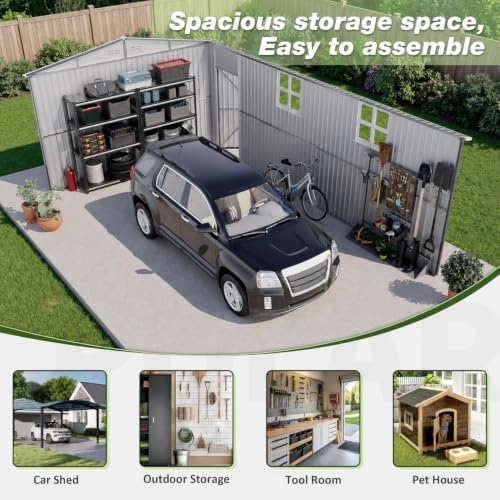 Polar Aurora 12x20 FT Outdoor Storage Shed Black - Image 3