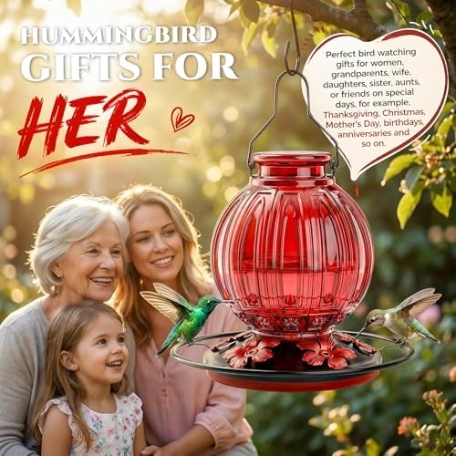 2PC Glass Hummingbird Feeder for Outdoor Hanging, 26 oz Bird Nectar Feeder - Image 7