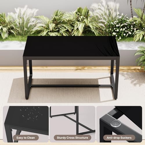 Gizoon Black Wicker Conversation Set with Glass Coffee Table - Image 5