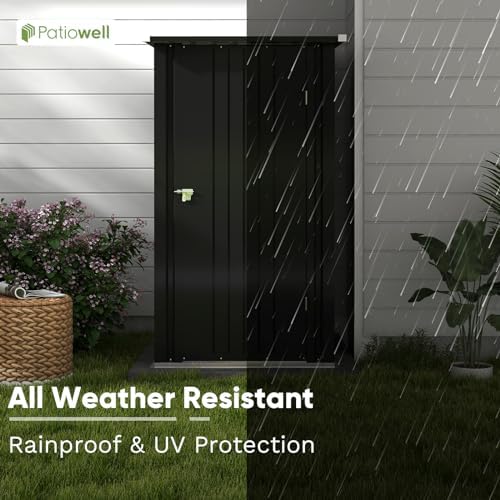 Patiowell 3 x 3 FT Outdoor Storage Shed, Black - Image 6